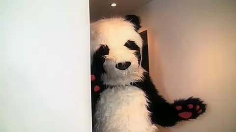Youthful gal sucks a giant darksome weenie toy panda