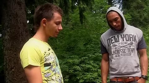 Way-Out college porn three-some outdoors