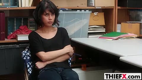 Stiff case with teen 18+ thief Penelope Reed