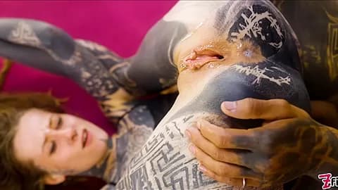 Tattoed Couple Hard Fucking And Anal Play