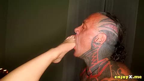 Horny Sara goes mad when her tattooed beau munches her clean-shaved cooter and booty - love torrid, utter HD hard-core