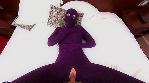 Nora Fox Purple Zentai Encasement Creampie