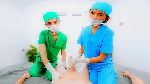 2 Student Nurses Jerk You Off - Semen Extraction