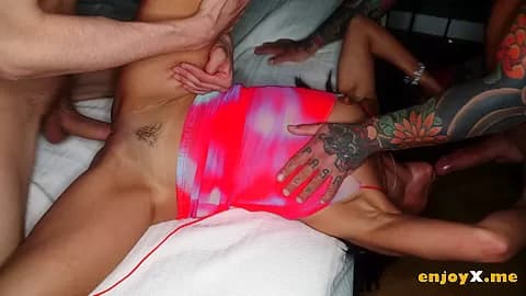 Apolonia Lapiedra, a insatiable stunner, in a excited three-way penetrated in all her humid holes - outstanding XXX