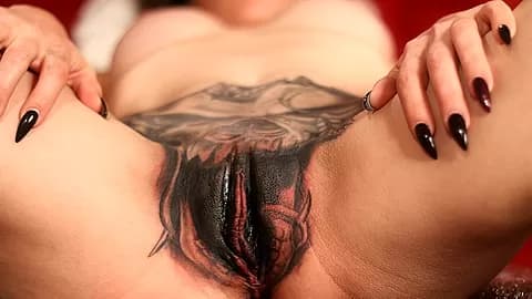 Tattooed Babe Marie Bossette Pussy Tattoo Session 3 - AltErotic