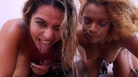 MEGA GANGBANG! Two Latina bitches Victoria Dias & Rebeca Villar