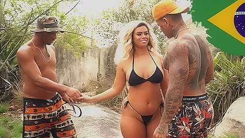 Two Guys Find Lost Latina Wanesse Boyer who can’t wait to Pay them Back at BrasilBimbos