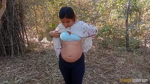 Beautiful Indian Wife Kamini Outdoor Striptease Solo Sex